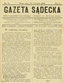 Gazeta Sądecka : pismo mieszczańskie i ludu wiejskiego. 1909, R.1, nr 08