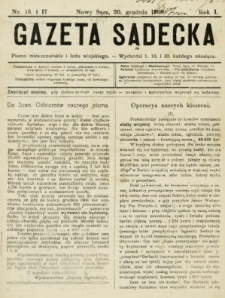 Gazeta Sądecka : pismo mieszczańskie i ludu wiejskiego. 1909, R.1, nr 16-17