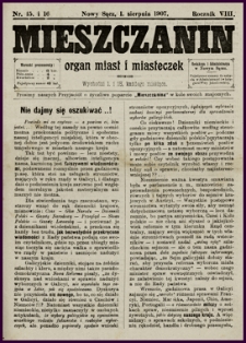 Mieszczanin : organ miast i miasteczek. 1907, R.8, nr 15-16