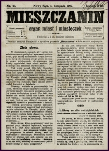 Mieszczanin : organ miast i miasteczek. 1907, R.8, nr 21