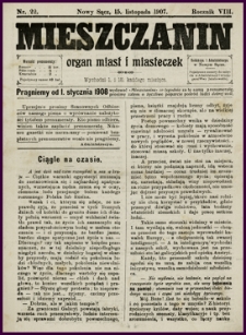 Mieszczanin : organ miast i miasteczek. 1907, R.8, nr 22