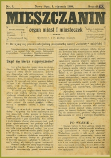Mieszczanin : organ miast i miasteczek. 1908, R.9, nr 01