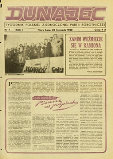 Dunajec : tygodnik Polskiej Zjednoczonej Partii Robotniczej. 1980, R.1, nr 07