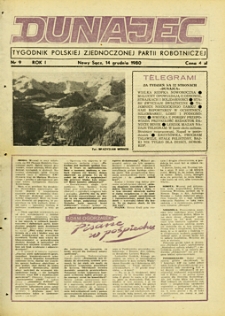 Dunajec : tygodnik Polskiej Zjednoczonej Partii Robotniczej. 1980, R.1, nr 09