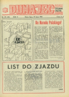 Dunajec : tygodnik PZPR. 1981, R.2, nr 29(40)