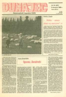 Dunajec : nowosądecki tygodnik PZPR. 1989, nr 32(457)
